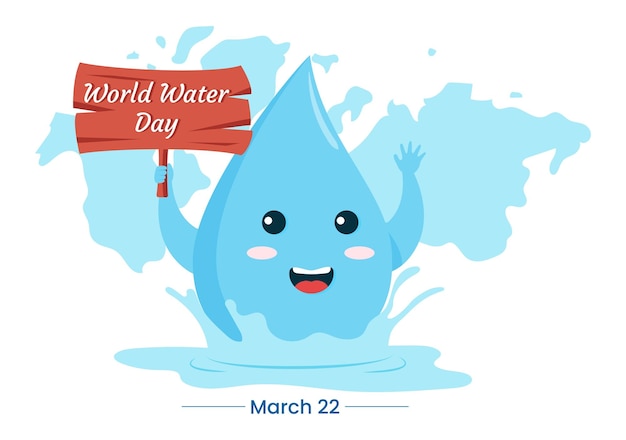 World Water Day Illustration with Waterdrop from Earth in Hand Drawn Landing Page Templates