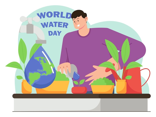 Vector world water day illustration