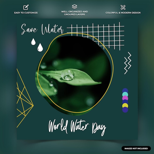 World Water Day instagram social media post web banner template vector premium