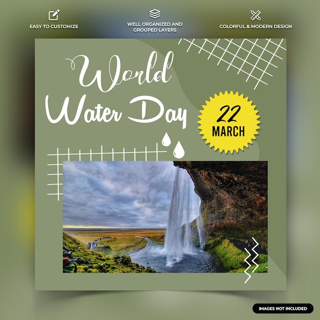 World Water Day instagram social media post web banner template vector premium