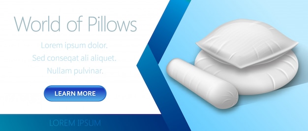 Vector world of white pillows advertising 