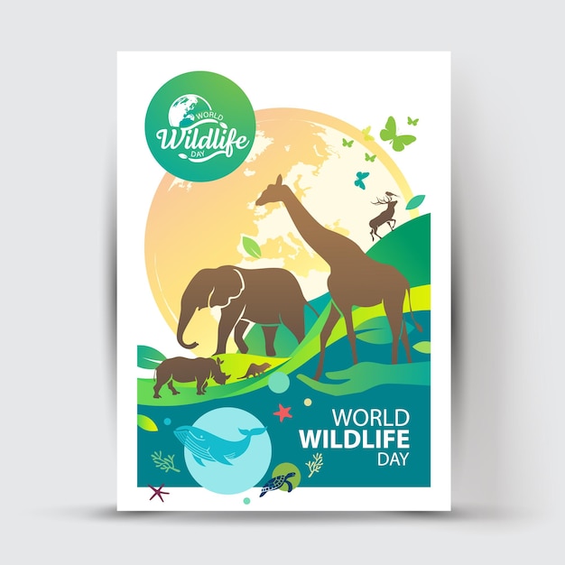 Vector world wildlife day logo design template march 3