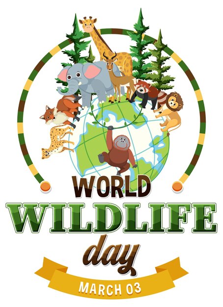 Vector world wildlife day logo