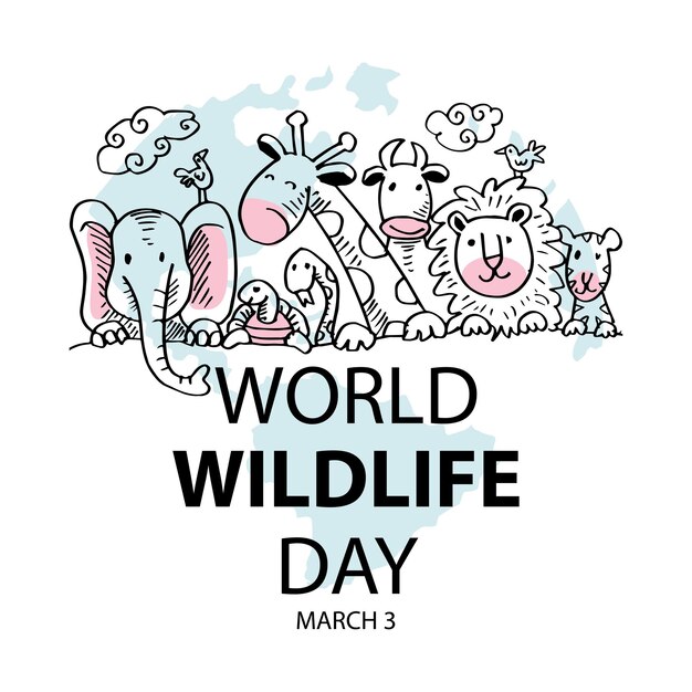 Vector world wildlife day poster concept.