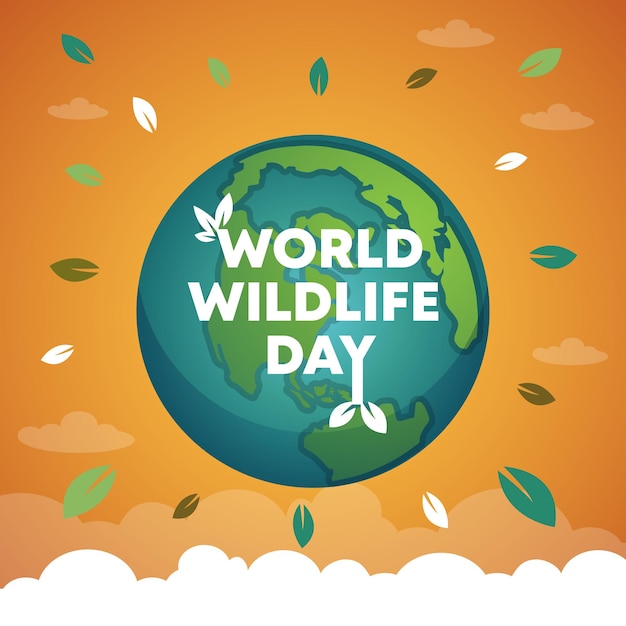 World wildlife day with orange background