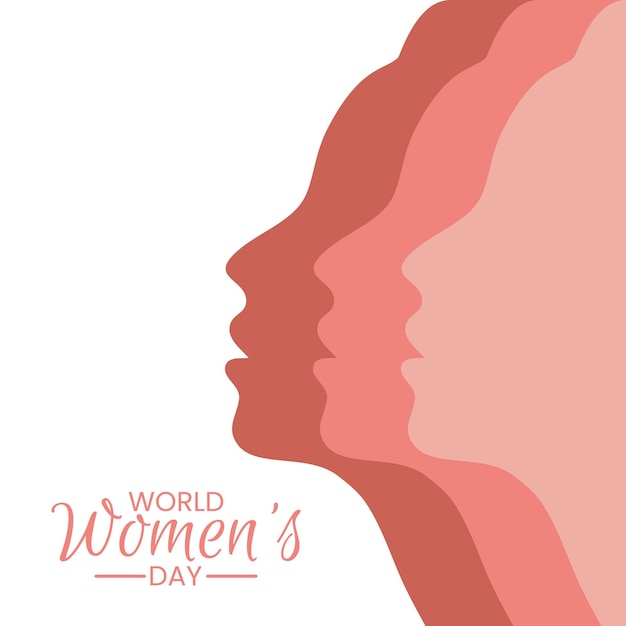 World women's day with a woman's face flat design