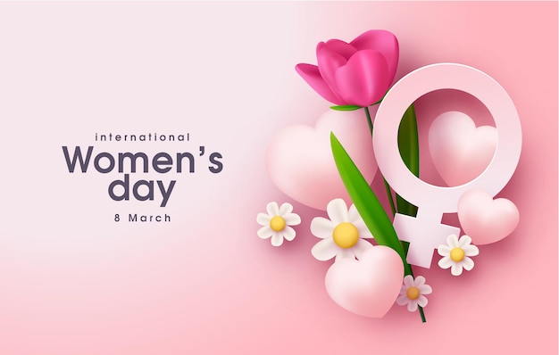 World womens day with flowers illustration