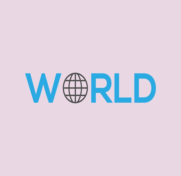 Vector world wordmark logo world replacing letter o symbol