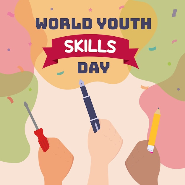 World Youth Skills Day Flat Illustration