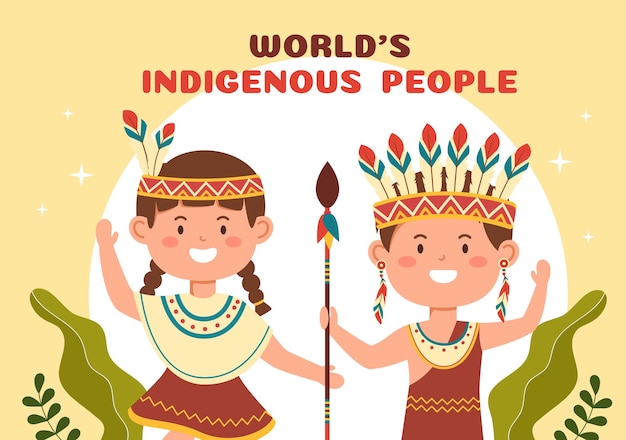 Vector worlds indigenous peoples day on august 9 hand drawn illustration to raise protect rights population