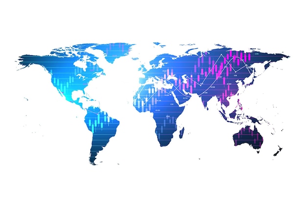 Worldwide stock market or forex trading graph in graphic concept for financial investment or economi