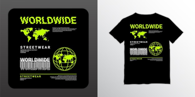 Worldwide t-shirt design, suitable for screen printing, jackets and others