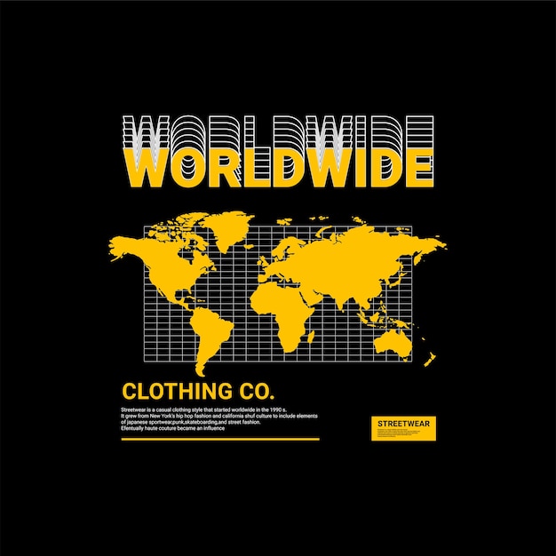 Worldwide writing design, suitable for screen printing t-shirts, clothes, jackets and others