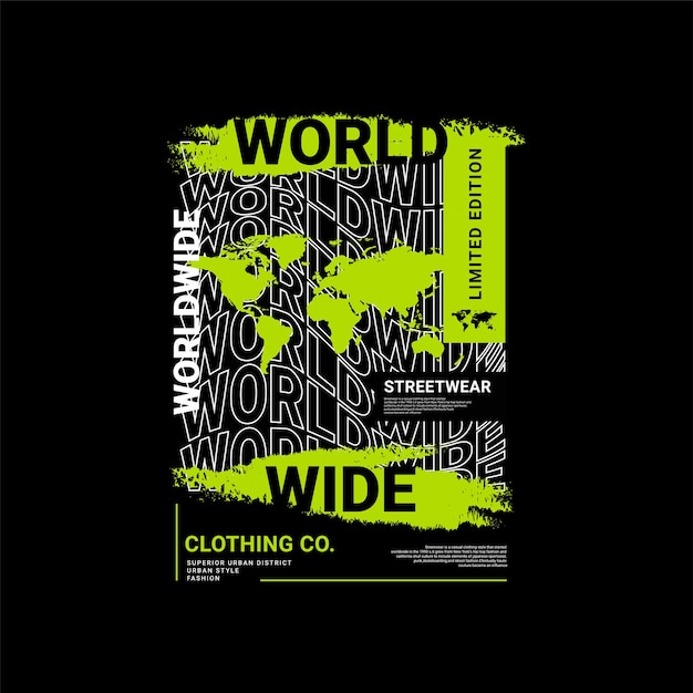 Worldwide writing design, suitable for screen printing t-shirts, clothes, jackets and others