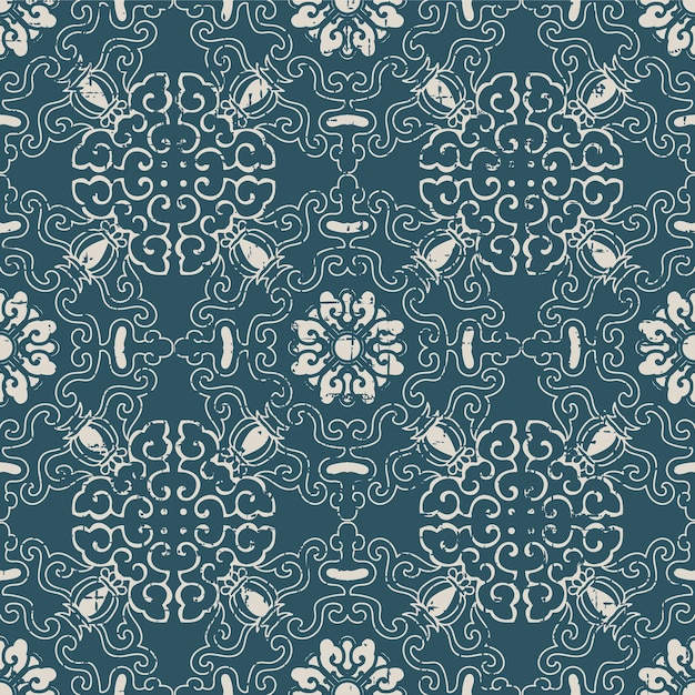 Worn out antique seamless pattern with spiral flower