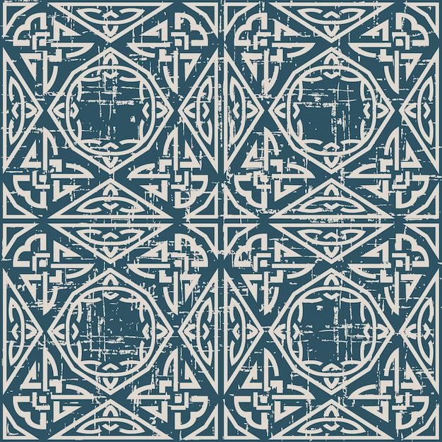 Worn out antique seamless pattern with Triangle Polygon Aboriginal Chain