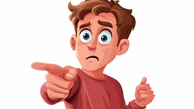 Worried Man Pointing Cartoon Illustration