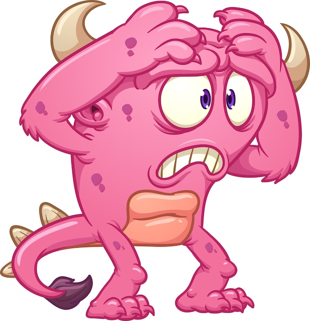 Worried pink monster