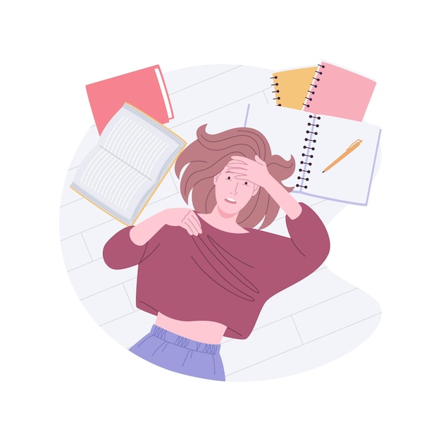 Worries before exams isolated cartoon vector illustrations