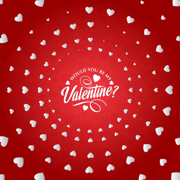 Would you be my valentine's card with red background and white hearts