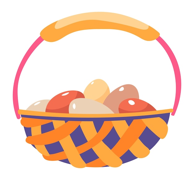 Woven basket with eggs farming and agriculture