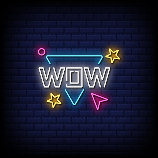 Wow modern neon sign style text