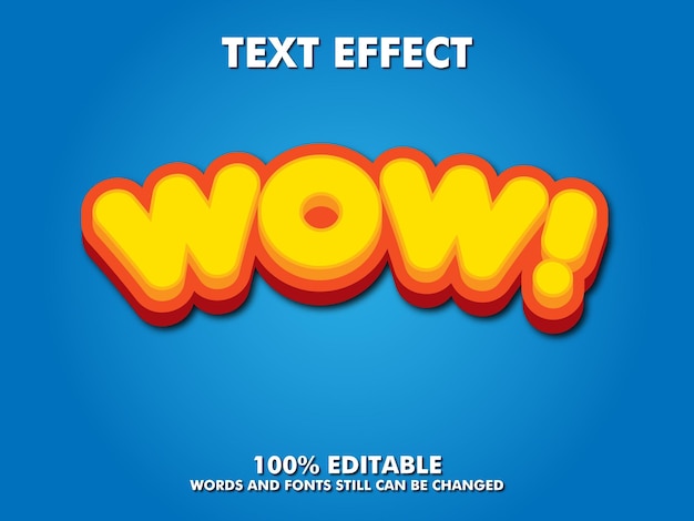 Wow word text effect vector template