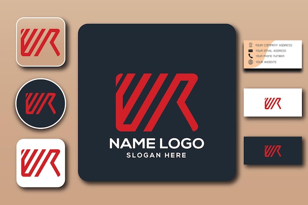 WR monogram logo template color editable