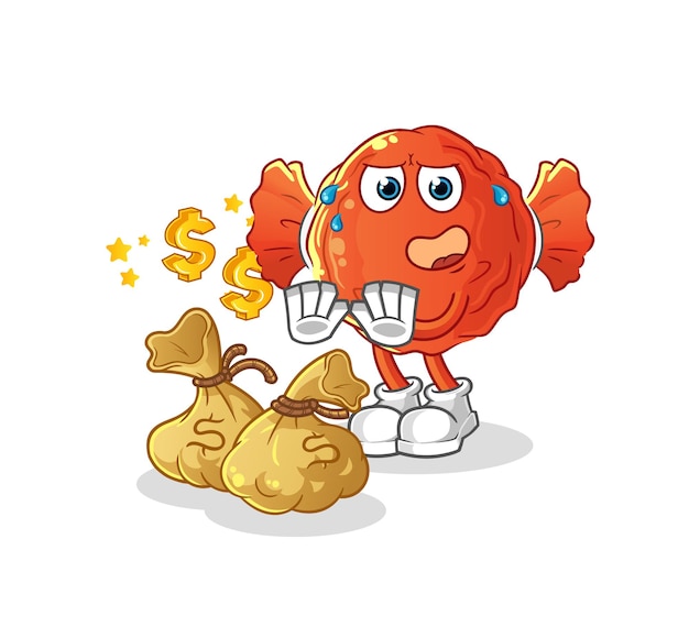 Wrapped candy refuse money illustration. character vector