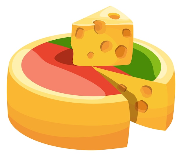 Wrapped cheese wheel Round block cartoon icon