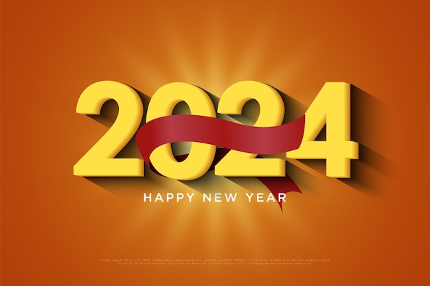 wrapped in red paper in the numbers for the new year 2024