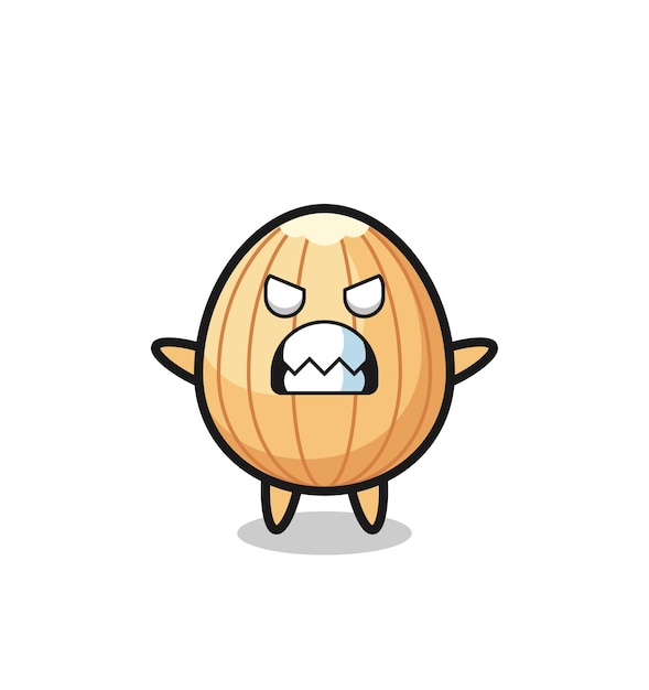 Wrathful expression of the almond mascot character