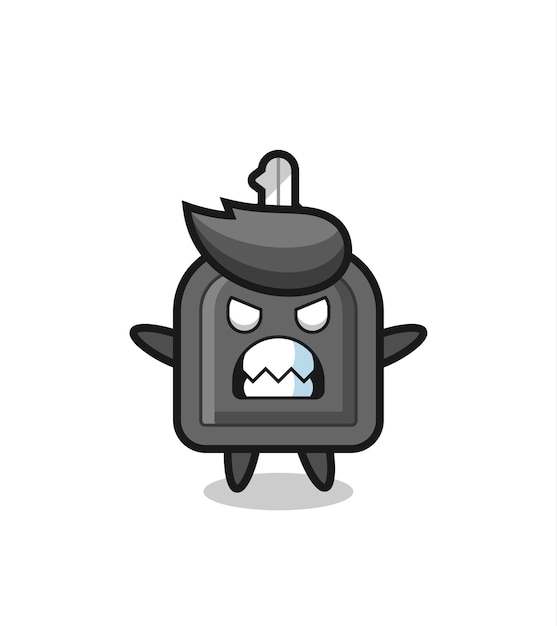 wrathful expression of the car key mascot character , cute style design for t shirt, sticker, logo element