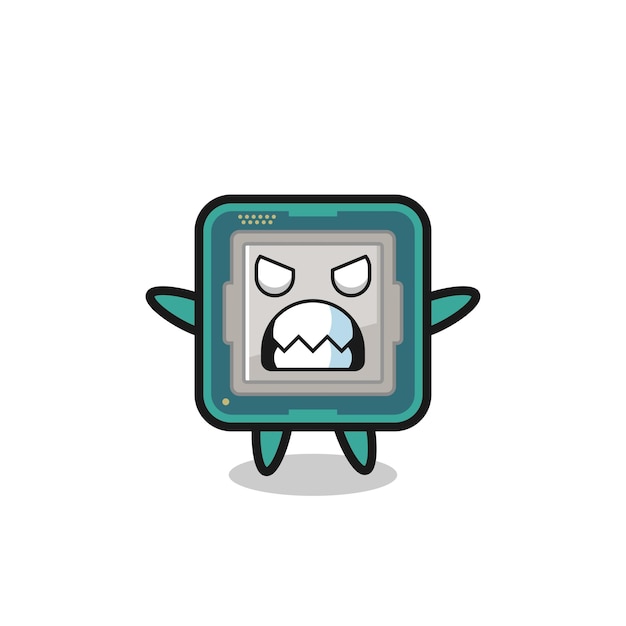 Wrathful expression of the processor mascot character