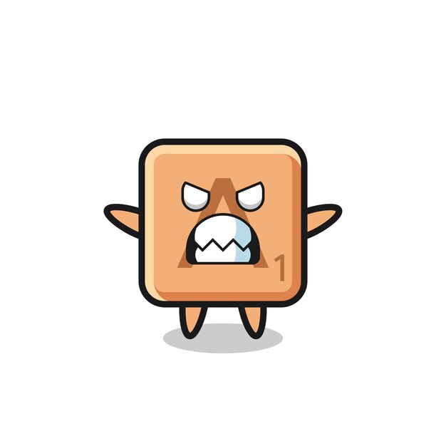 Wrathful expression of the scrabble mascot character cute design