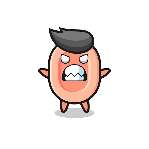 Wrathful expression of the soap mascot character , cute style design for t shirt, sticker, logo element