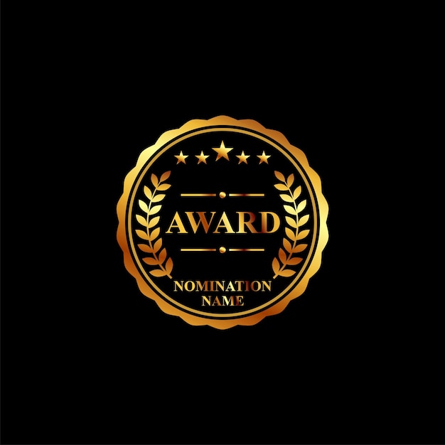 wreath award label gold best quality vector logo design