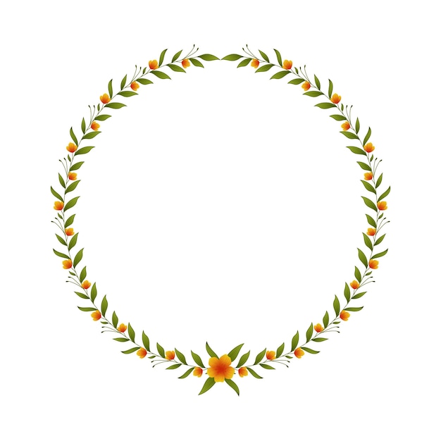 Wreath of Flowers - Floral Design Element made of Branches, ornament,  leaves, twigs, Laurel Frame