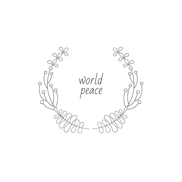 Wreath of herbs hand drawn round banner vector Speech bubble World peace