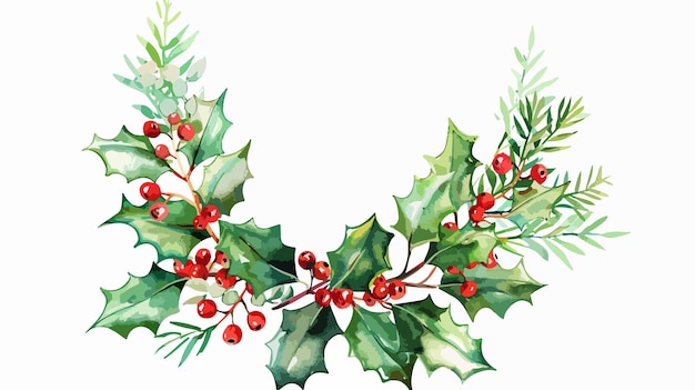 Vector a wreath of holly with red berries on it