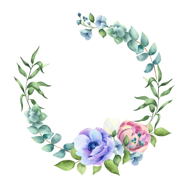 Wreath of leaves and flowers.