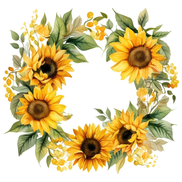 a wreath of sunflowers with the word sunflowers on it