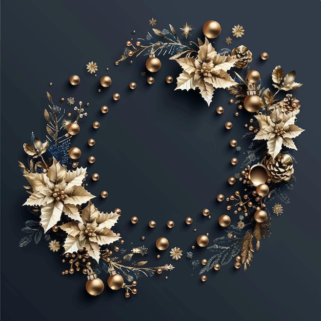 a wreath with a gold leaf and a wreath that says christmas