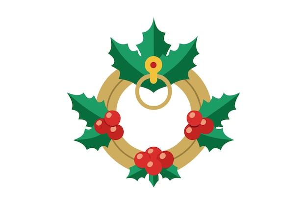 Wreath with holly and red ornament