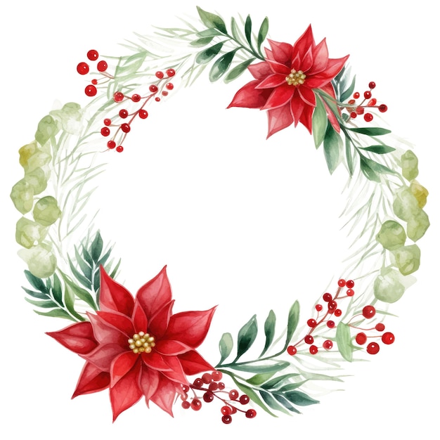 Vector a wreath with poinsettia and poinsettia on it