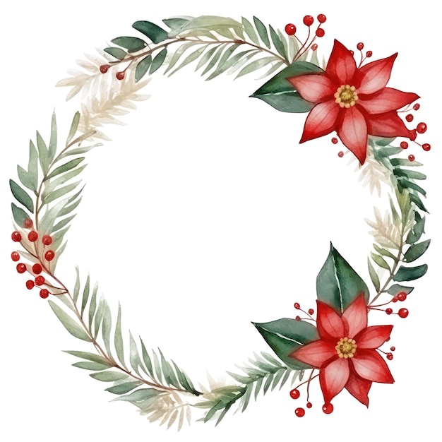 Vector a wreath with poinsettia and poinsettia on it