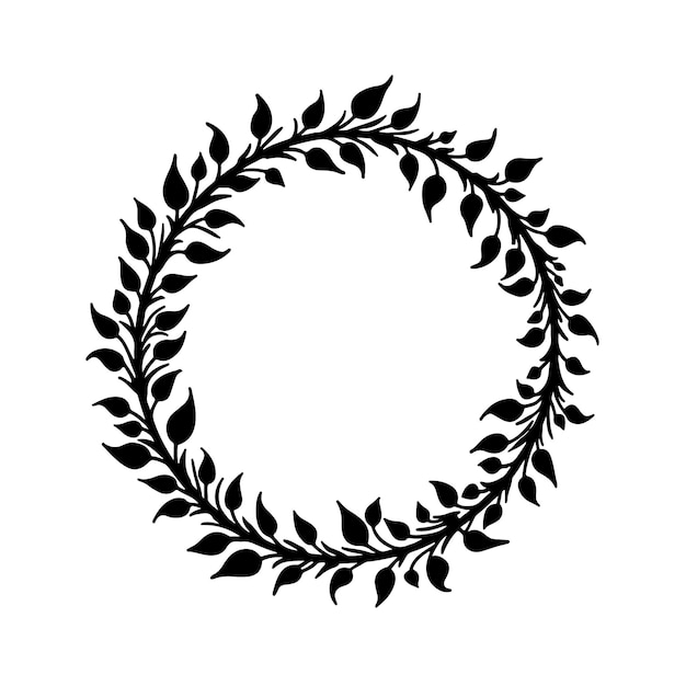 wreaths and branches with leaves silhouette vector