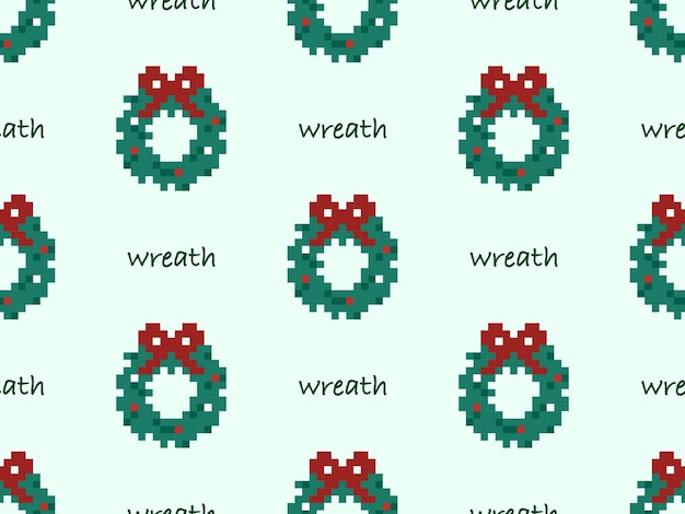 Wreaths cartoon character seamless pattern on green background