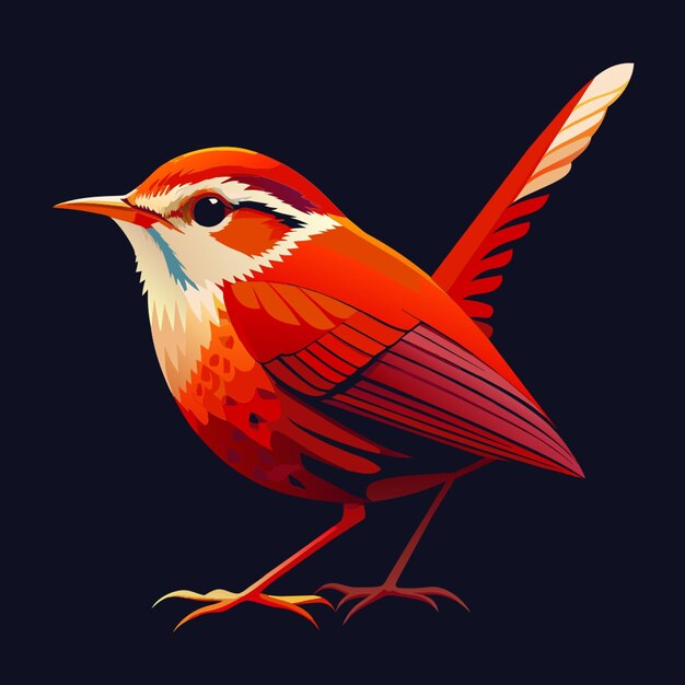 Vector wren bird vector illustration flat 2