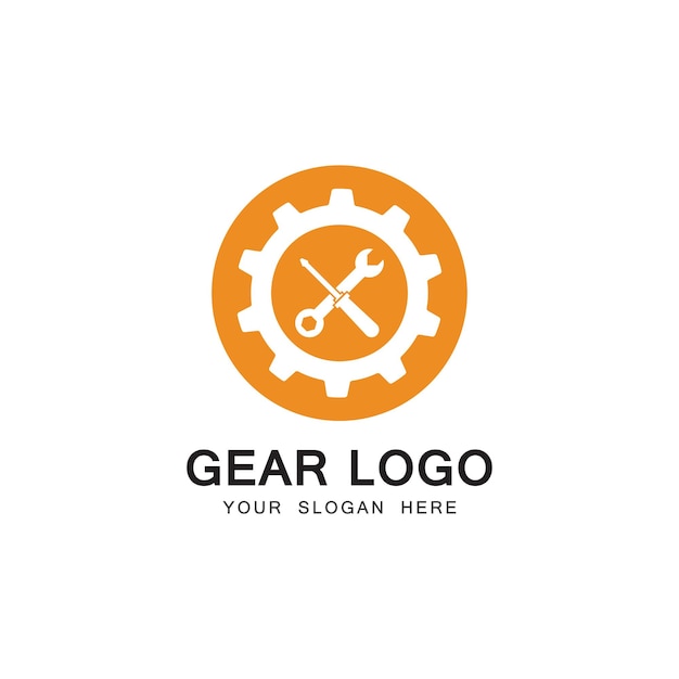 Wrench and Gear Cogwheel Icon Vector Flat Design